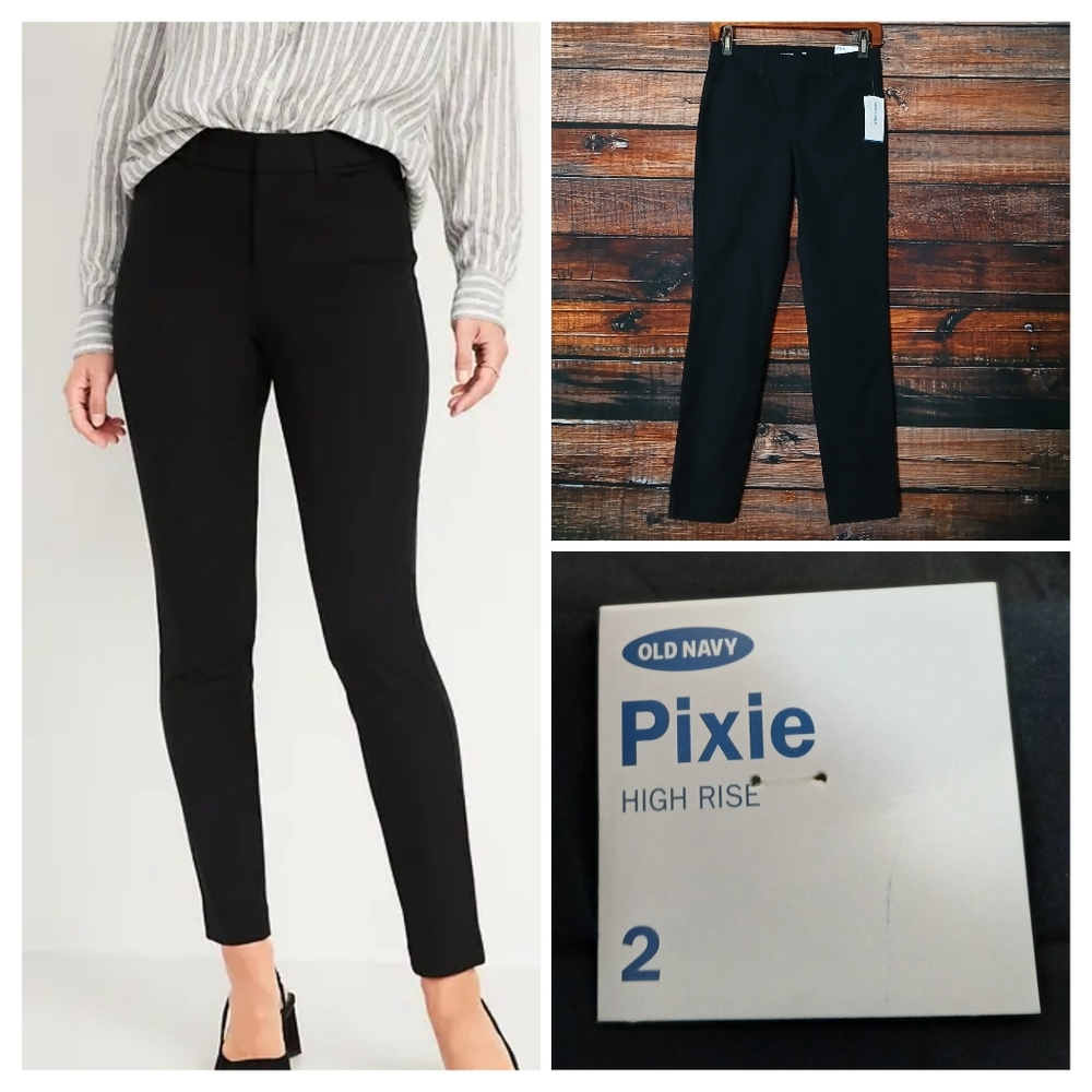 NWT Old Navy Pants 2 Pixie High Rise Skinny Ankle Black Ponte Stretch